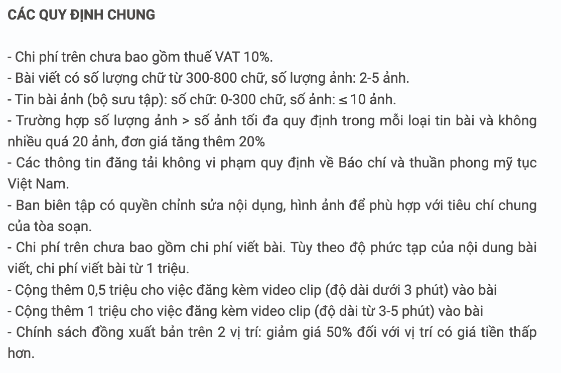 Bảng giá quảng cáo báo Lao Động